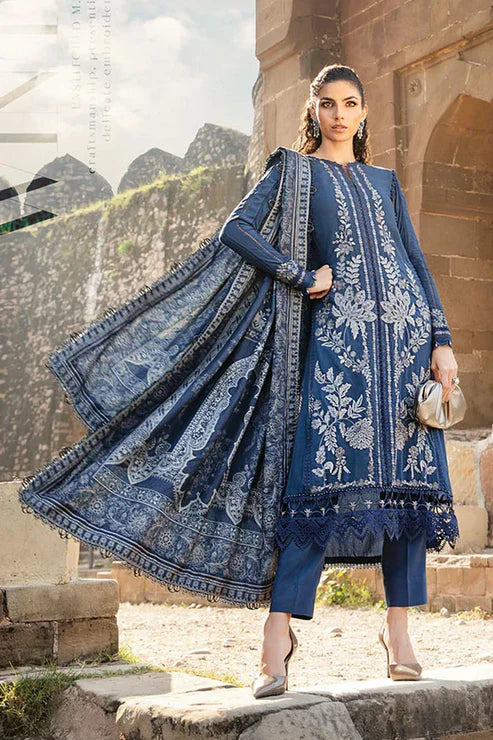 Maria B. 3PC Embroidered With Digital Printed Chiffon Dupatta