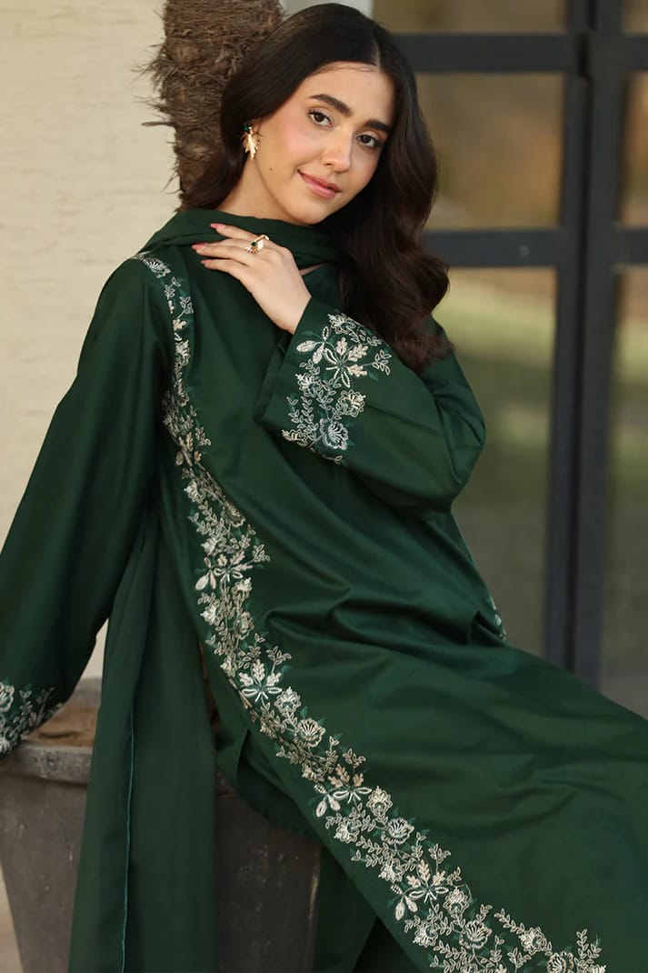 2PC Embroidered Cotton Stitched Suit