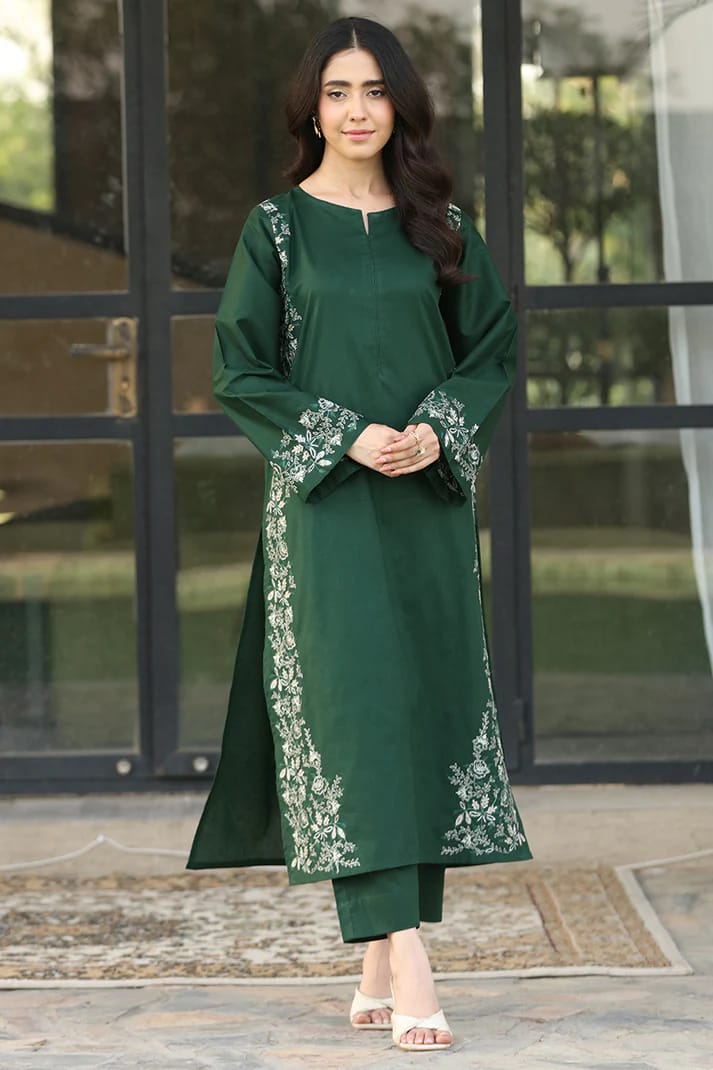 2PC Embroidered Cotton Stitched Suit