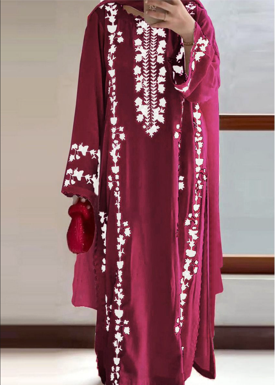 Luxury Airjet Lawn Heavy Embroidered Suit with Digital Printed Chiffon Dupatta