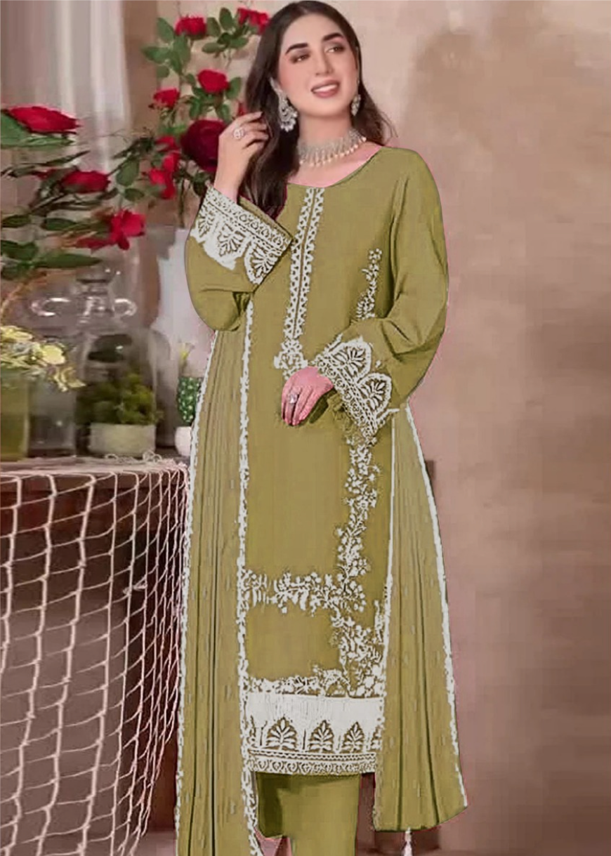 Luxury Airjet Lawn Heavy Embroidered Suit with Digital Printed Chiffon Dupatta