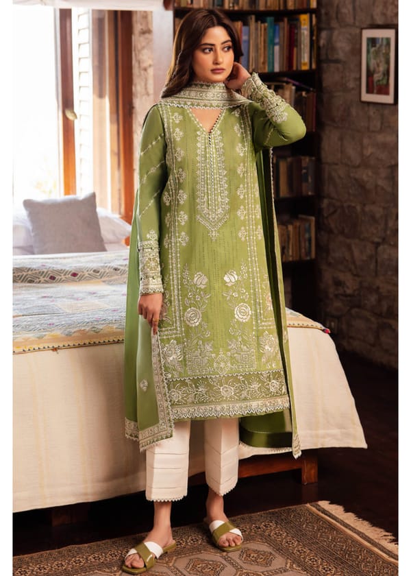 Embroidered 3Pc Lawn Suit With Embroidered Lawn Dupatta