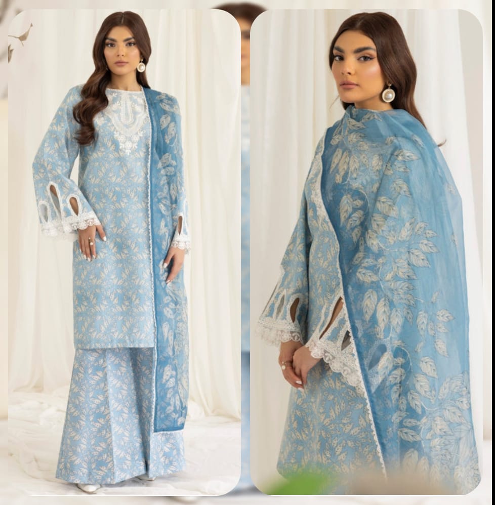 Maria B 3Pc Embroidered Lawn Suit With Digital Printed Lawn Dupatta