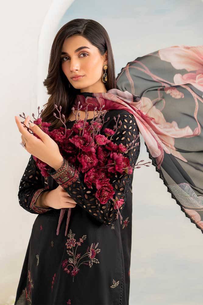 Iznik 3Pc Embroidered Lawn Suit With Digital Printed Diamond Dupatta