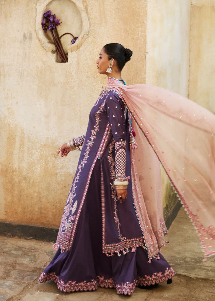 Hussain Rehar 3Pc Embroidered Lawn Suit Embroidered Monark Dupatta