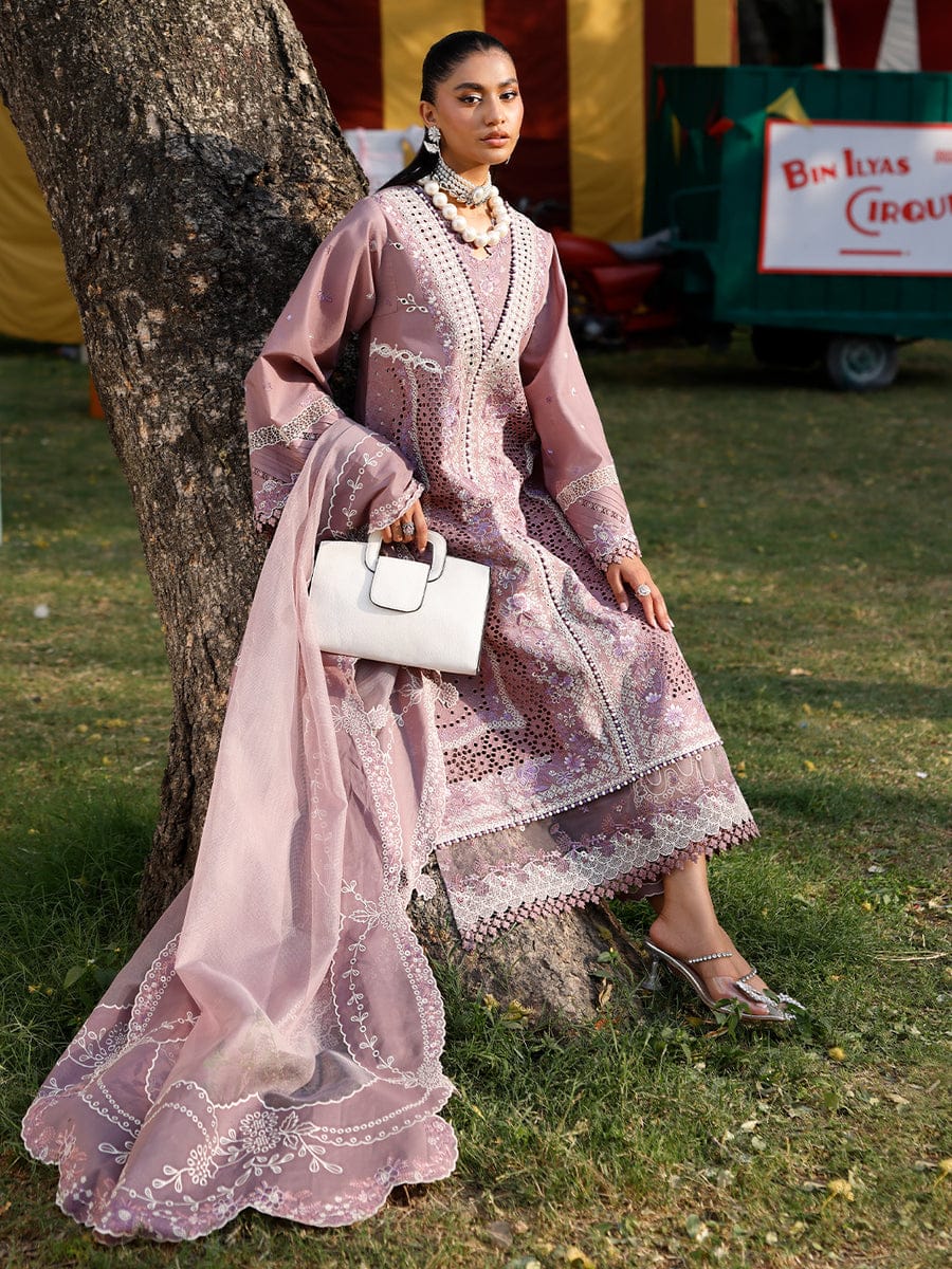Bin Ilyas 3Pc Embroidered Lawn Suit With Embroidered Karandi Dupatta