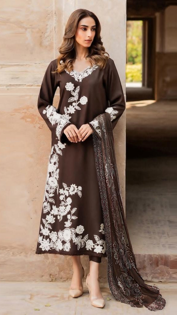 Embroidered Lawn Collection Heavy Embroidery Suit with Chiffon Printed Dupatta