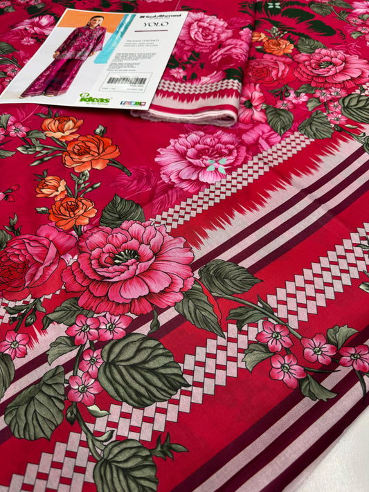 Gul Ahmad Co-ords Sets - Digital Printed Shirt & Trouser with Original Stamp