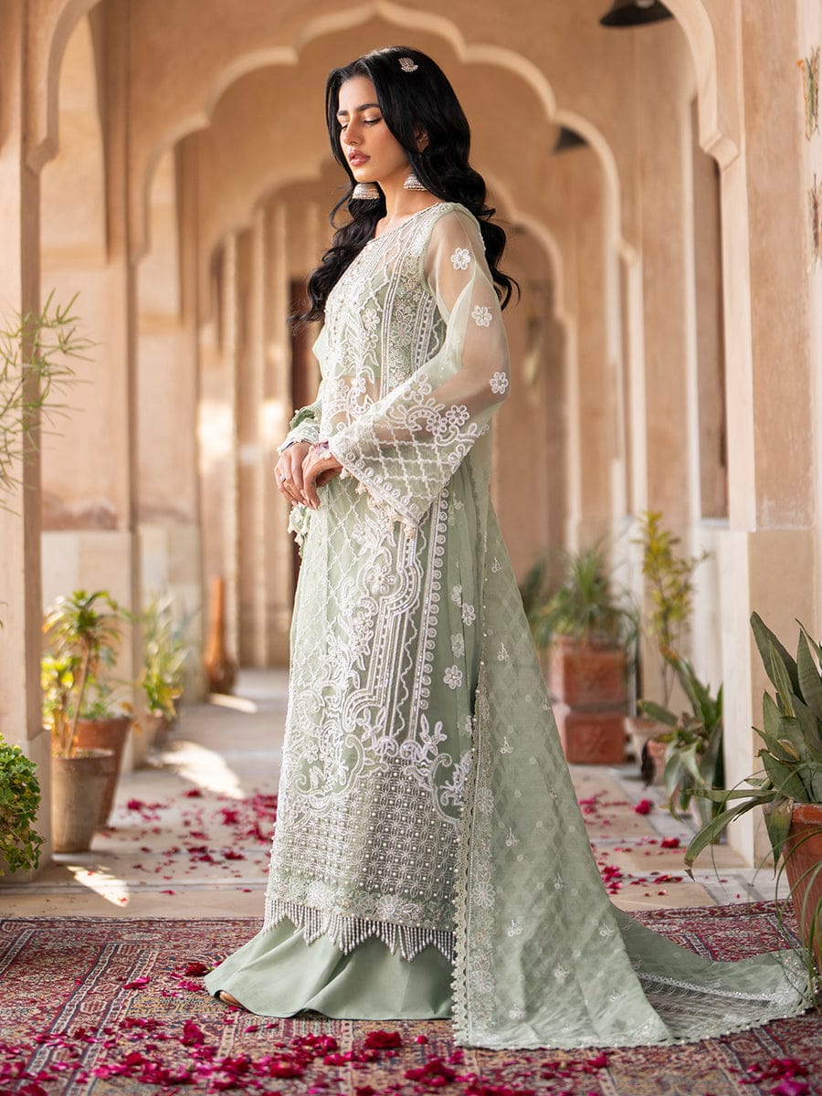 BIN ILYAS Dilbaro Luxury Tufting & Sequence Embroidered Organza Suit