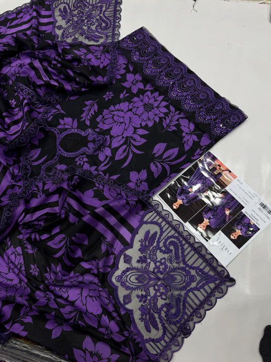 Iznik Hit Code with Voile Dupatta - Digital Printed Airjet Lawn Suit with Embroidery