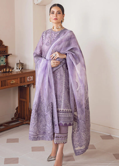 Baroque Luxury Lawn Collection Design - Heavy Embroidery Suit with Cotton Net Dupatta