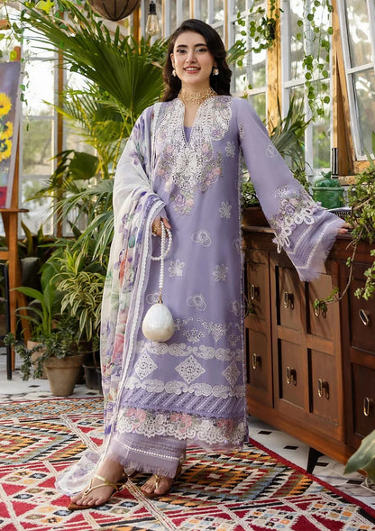 Elaf Luxury Lawn Collection Design - Heavy Embroidery Suit with Silk Printed Dupatta