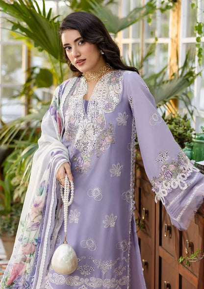 Elaf Luxury Lawn Collection Design - Heavy Embroidery Suit with Silk Printed Dupatta