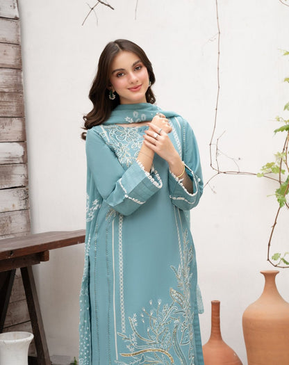 3PC Cotton Stitched Suit With Printed Crinkle Chiffon Dupatta