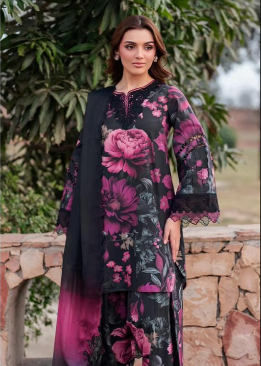 Iznik Hit Code with Voile Dupatta - Digital Printed Airjet Lawn Suit with Embroidery