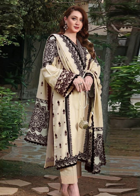 Luxury Airjet Lawn Heavy Embroidered Suit with Digital Printed Chiffon Dupatta