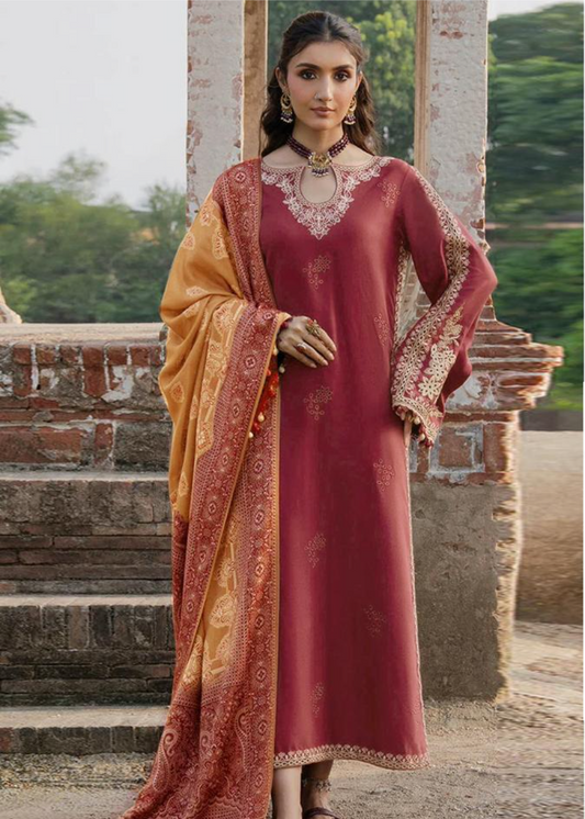 Luxury Airjet Lawn Heavy Embroidered Suit with Digital Printed Chiffon Dupatta