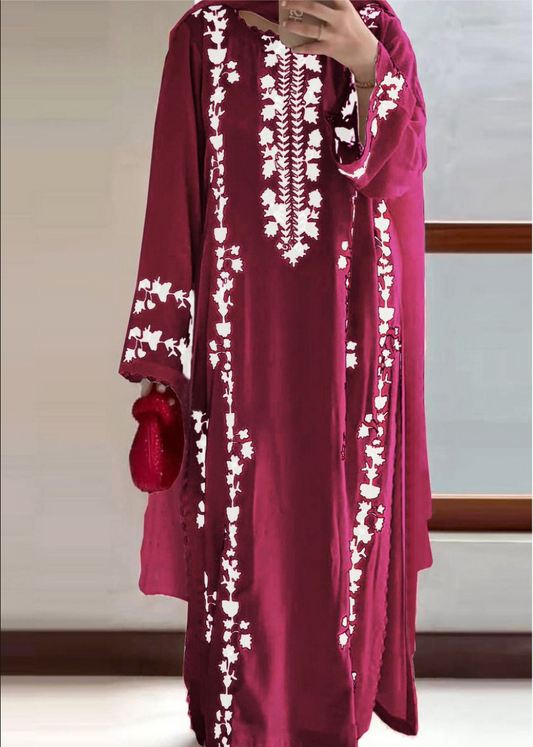 Luxury Airjet Lawn Heavy Embroidered Suit with Digital Printed Chiffon Dupatta