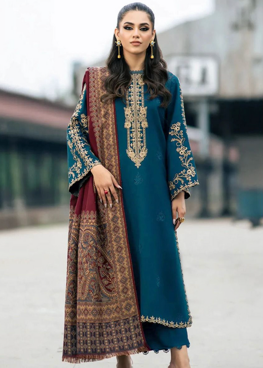 Luxury Airjet Lawn Heavy Embroidered Suit with Digital Printed Chiffon Dupatta