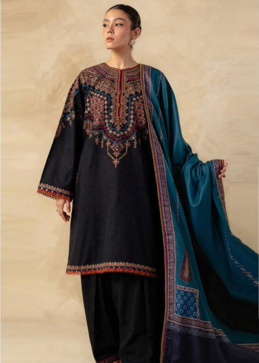 Luxury Airjet Lawn Heavy Embroidered Suit with Digital Printed Chiffon Dupatta