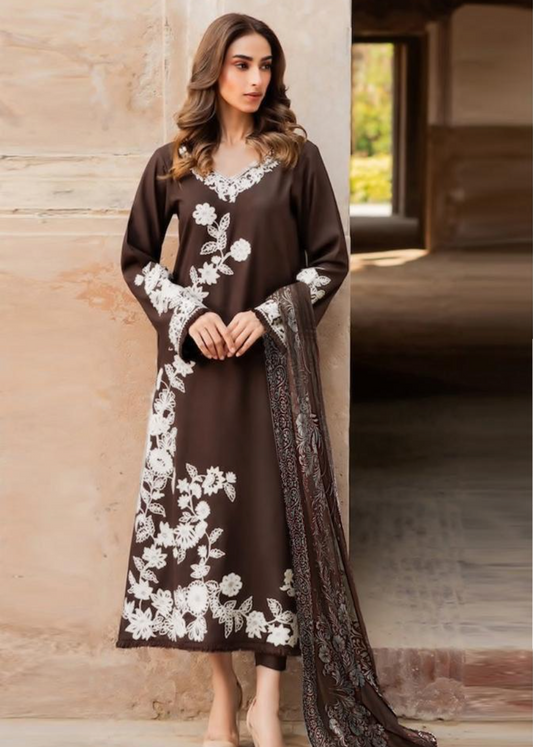 Luxury Airjet Lawn Heavy Embroidered Suit with Digital Printed Chiffon Dupatta