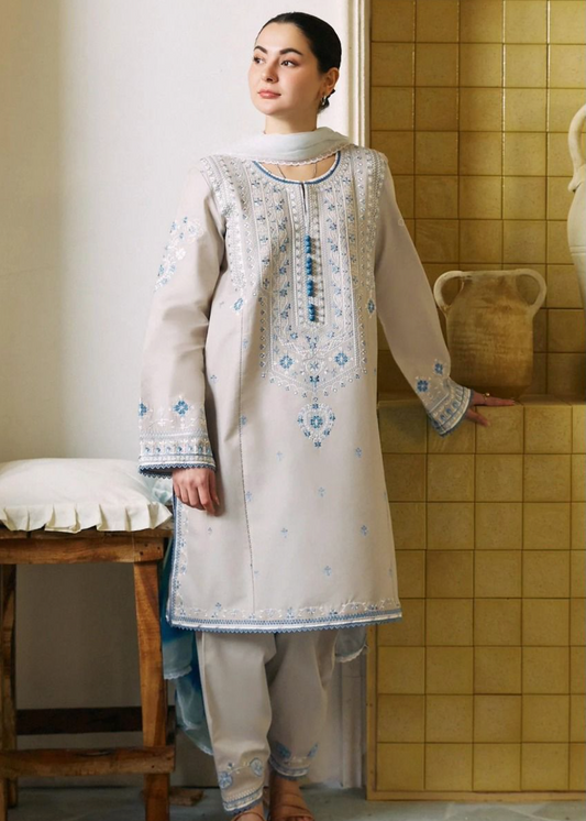 Luxury Airjet Lawn Heavy Embroidered Suit with Digital Printed Chiffon Dupatta