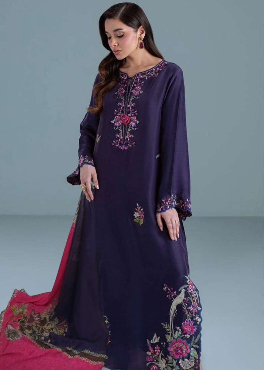 Luxury Airjet Lawn Heavy Embroidered Suit with Digital Printed Chiffon Dupatta