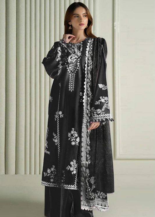 Luxury Airjet Lawn Heavy Embroidered Suit with Digital Printed Chiffon Dupatta