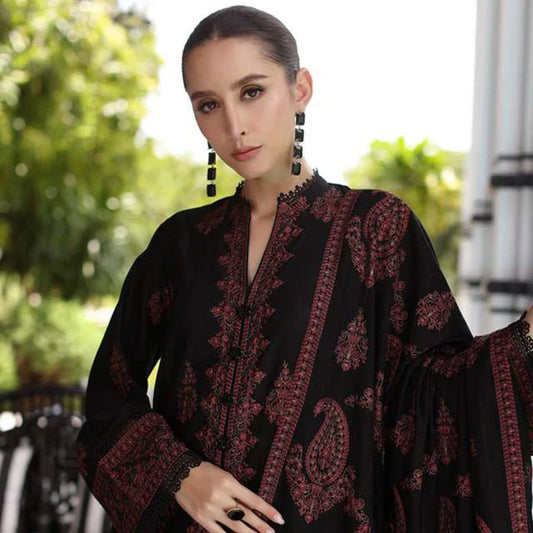 Bareeze 3Pc Embroidered Lawn Suit With Embroidered Chiffon Dupatta