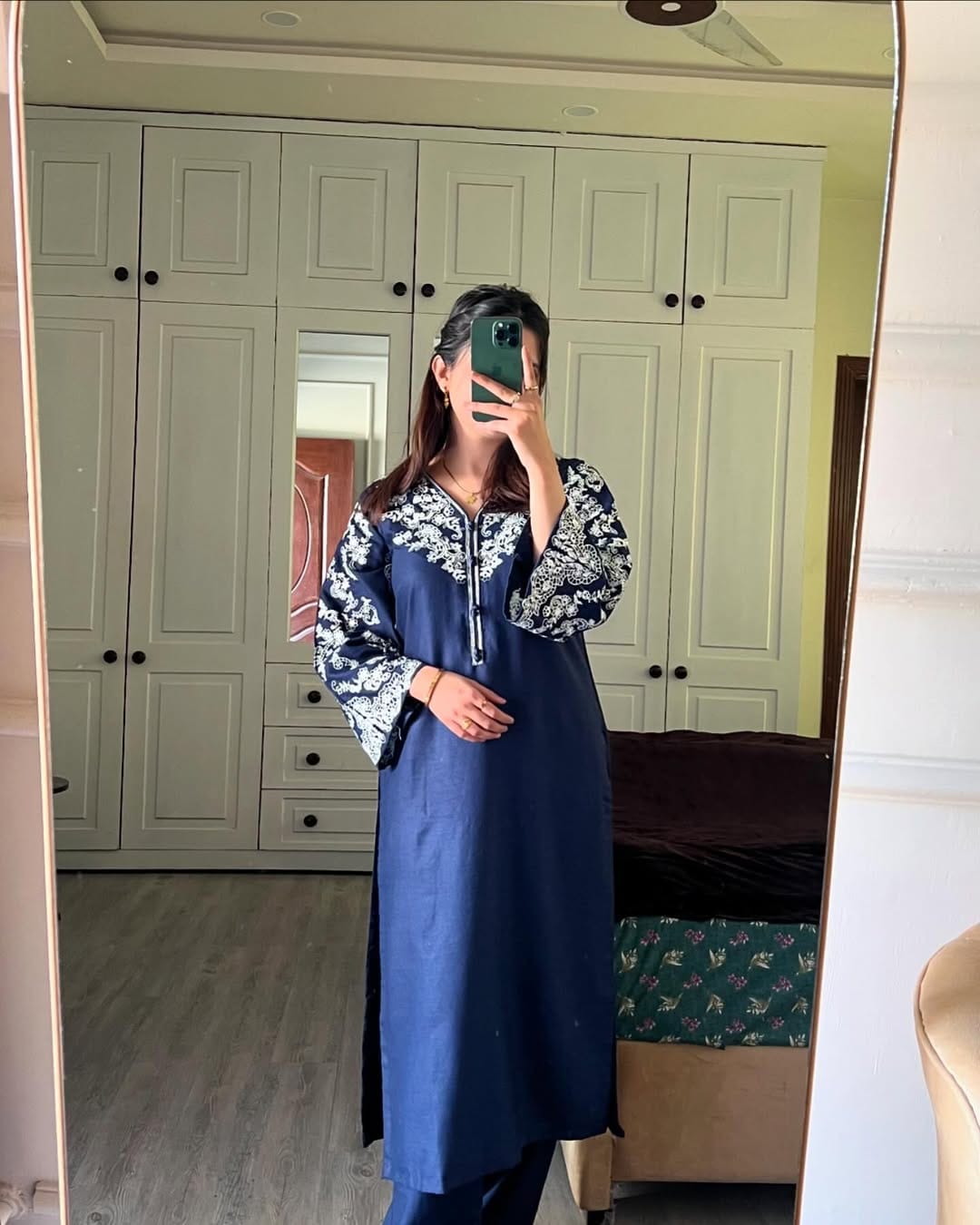 2PC Embroidered Cotton Stitched Suit