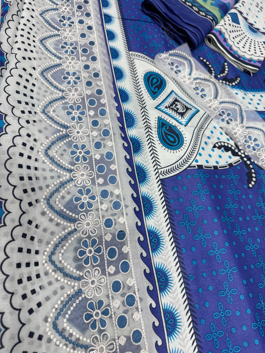 Mushq 3Pc Digital Printed Lawn Suit With Digital Printed Chiffon Dupatta
