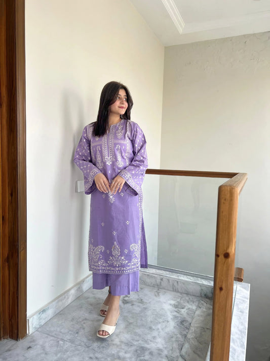 Sapphire 2Pc Heavy Embroidered Suit