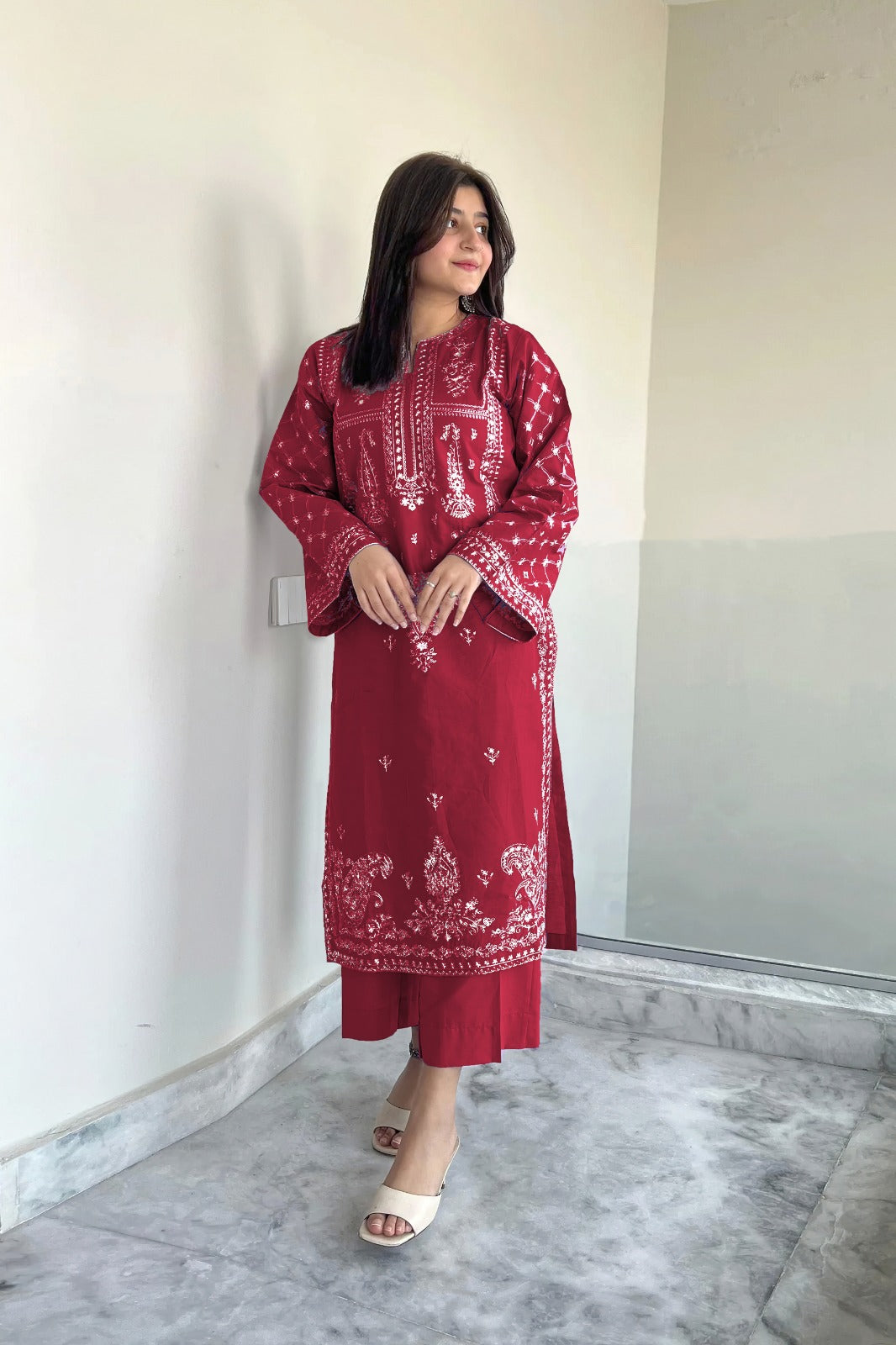 Sapphire 2Pc Heavy Embroidered Suit