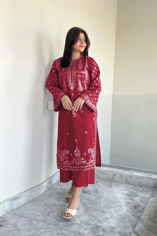 Sapphire 2Pc Heavy Embroidered Suit