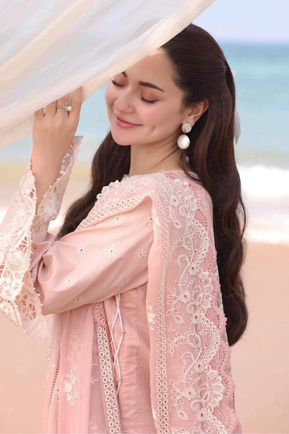Serene 3Pc Embroidered Lawn Suit With Karandi Weaved Dupatta
