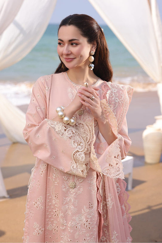 Serene 3Pc Embroidered Lawn Suit With Karandi Weaved Dupatta