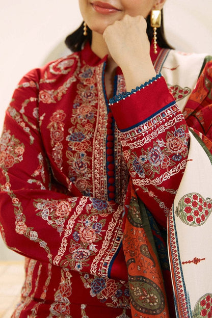 Zara Shahjahan 3Pc Embroidered Lawn Suit With Digital Printed Zari Diamond Dupatta
