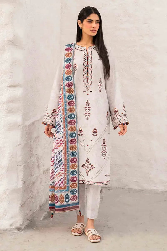 Jazmin 3Pc Embroidered Suit With Printed Diamond Dupatta