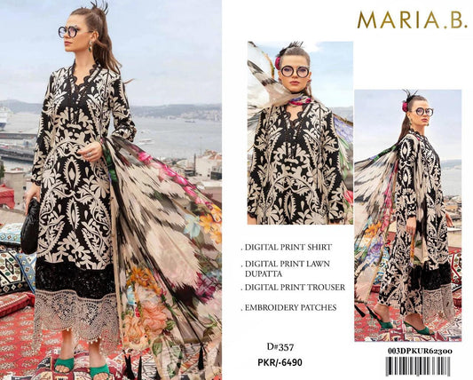 Maria B. 3Pc Digital Printed Lawn Suit With Digital Printed Lawn Dupatta