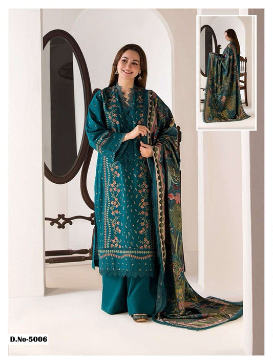 Embroidered 3Pc Lawn Suit With Poly Lawn Printed Dupatta