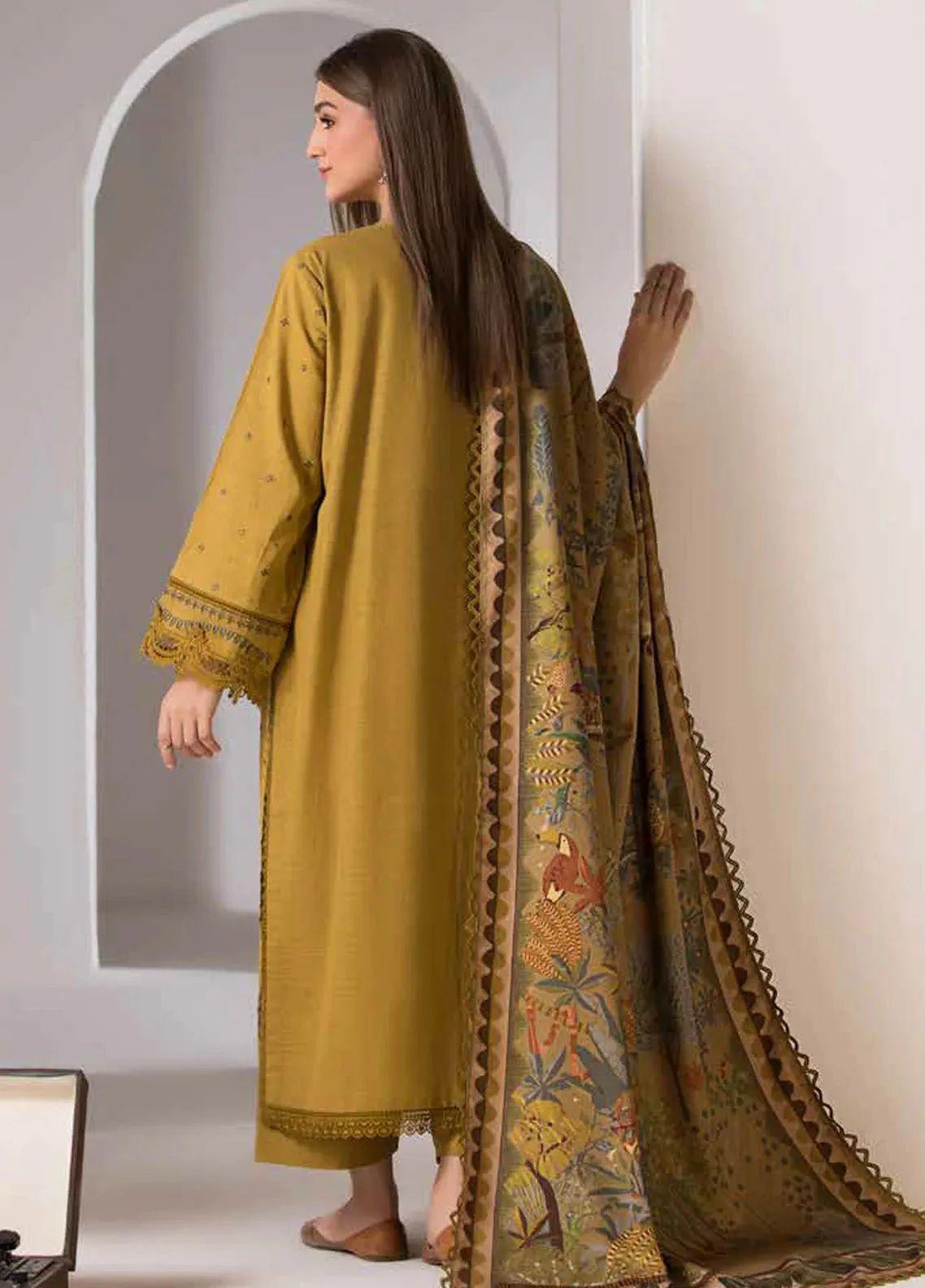 Embroidered 3Pc Lawn Suit With Poly Lawn Printed Dupatta