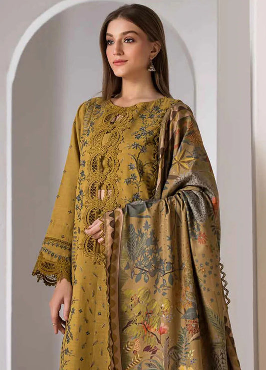 Embroidered 3Pc Lawn Suit With Poly Lawn Printed Dupatta