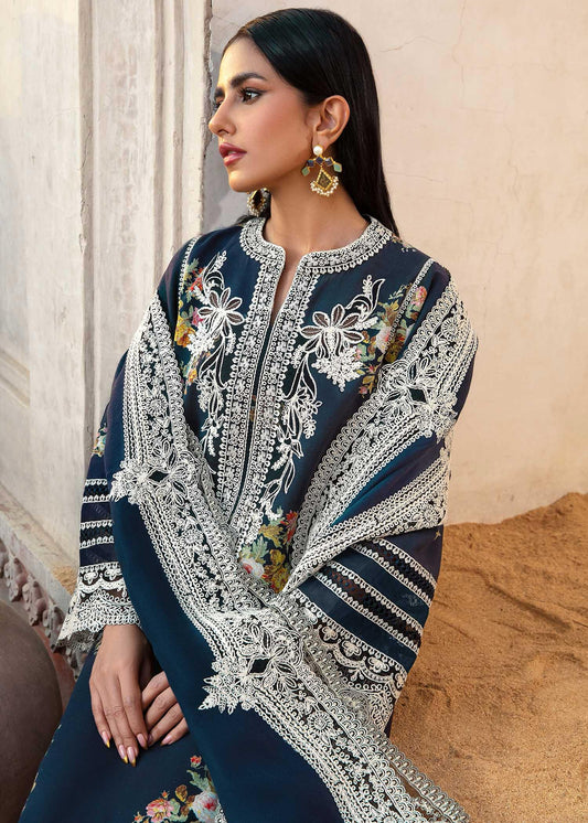 Crimson 3Pc Embroidered Lawn Suit With Embroidered Cotton Net Dupatta