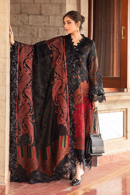 Maria B. 3Pc Embroidered Lawn Suit With Digital Printed Chiffon Dupatta