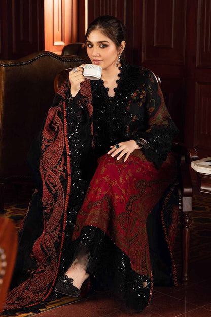 Maria B. 3Pc Embroidered Lawn Suit With Digital Printed Chiffon Dupatta