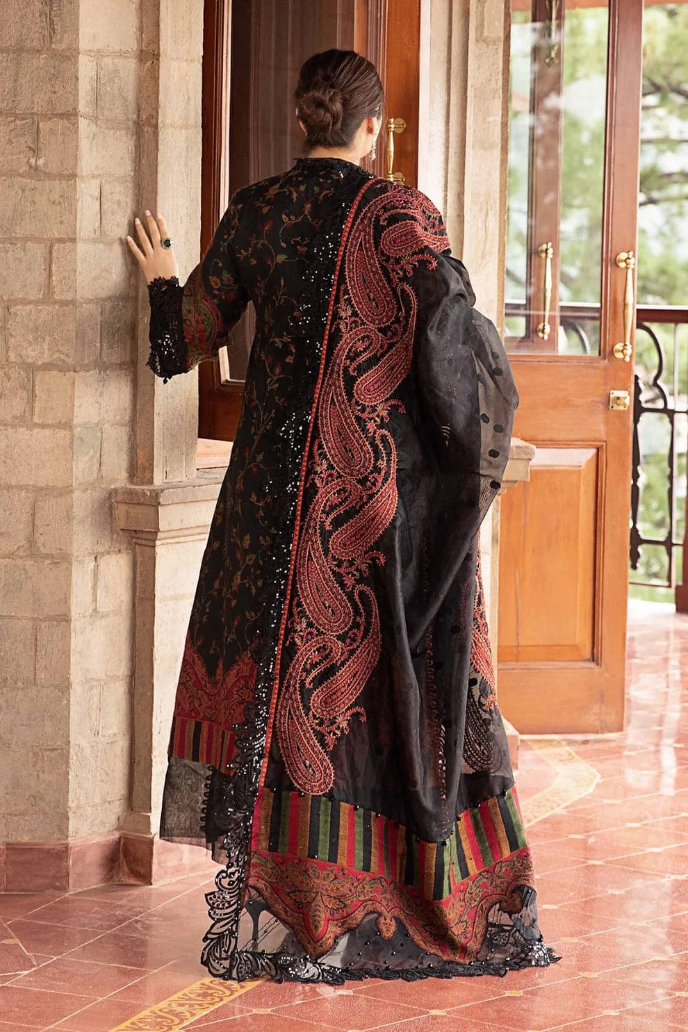 Maria B. 3Pc Embroidered Lawn Suit With Digital Printed Chiffon Dupatta