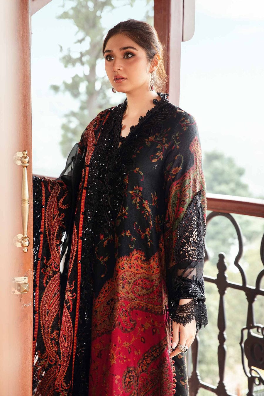 Maria B. 3Pc Embroidered Lawn Suit With Digital Printed Chiffon Dupatta