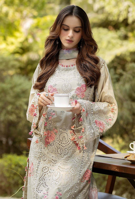 Adan Libas 3Pc Embroidered Lawn Suit With Digital Printed Textured Net Dupatta