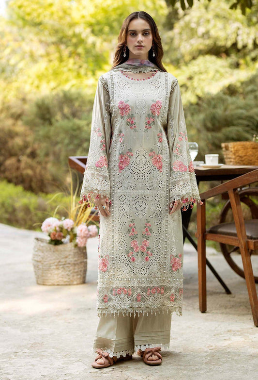 Adan Libas 3Pc Embroidered Lawn Suit With Digital Printed Textured Net Dupatta
