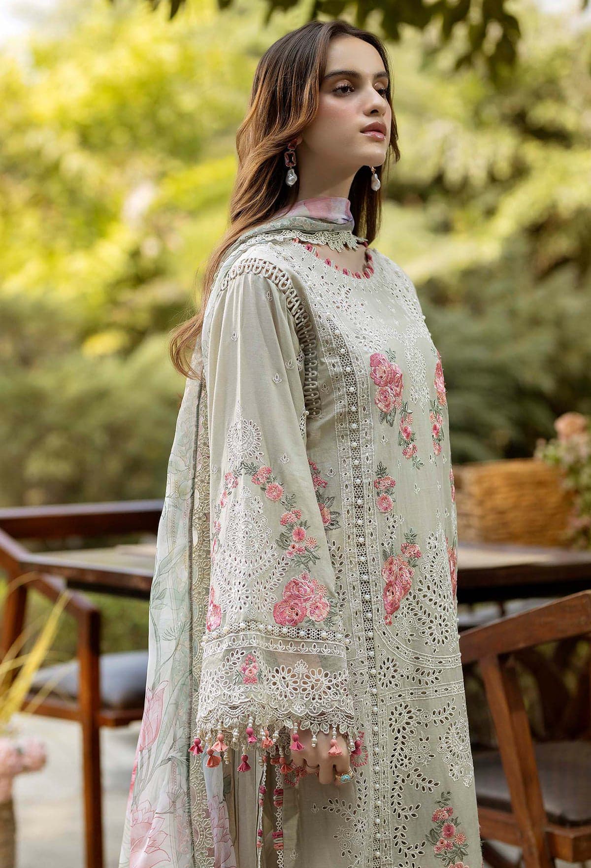 Adan Libas 3Pc Embroidered Lawn Suit With Digital Printed Textured Net Dupatta